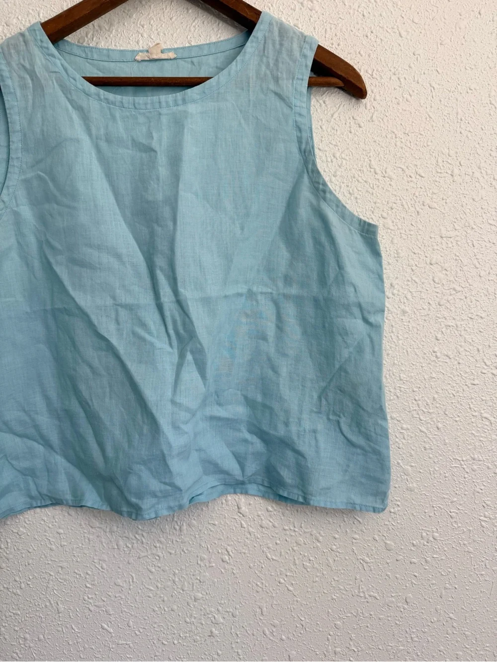 Eileen Fisher blue linen boxy cropped tank top L - Picture 2 of 6